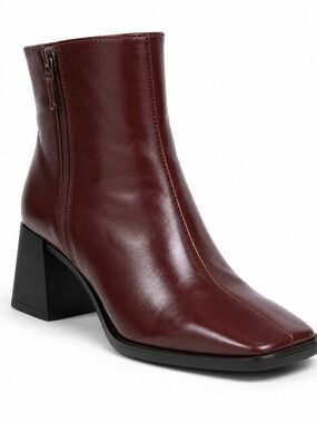 Jeffrey Campbell Burgundy Leather Block Heel Ankle Boots SW